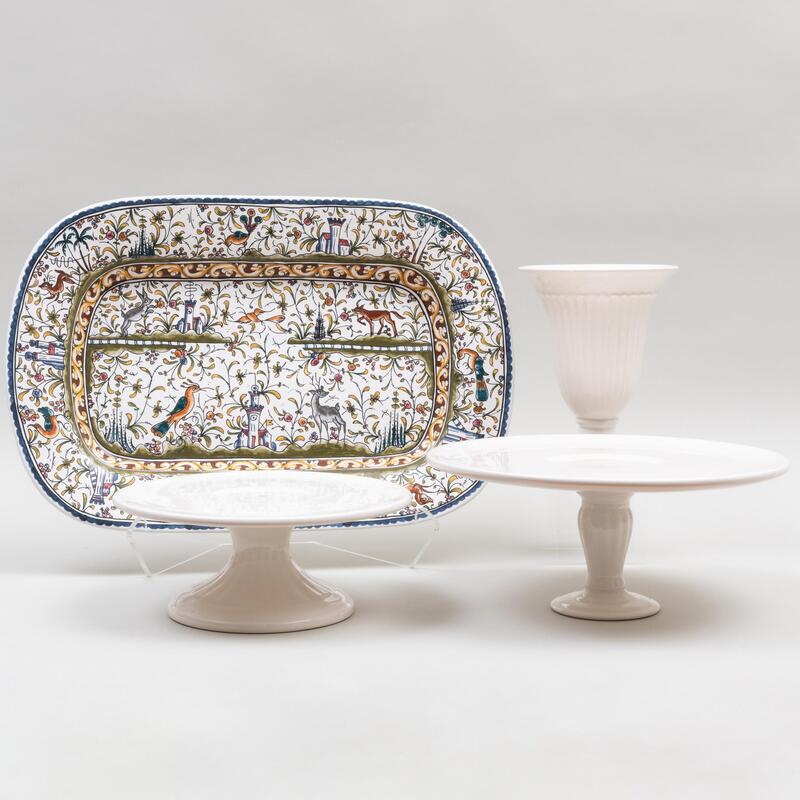 Appraisal: Group of Ceramic Serving Wares Comprising A Portuguese rectangular tray