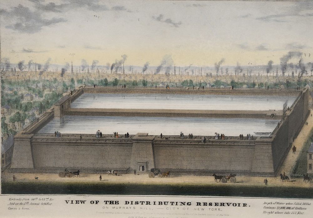 Appraisal: N Currier hand colored lithograph View of the Distributing Reservoir