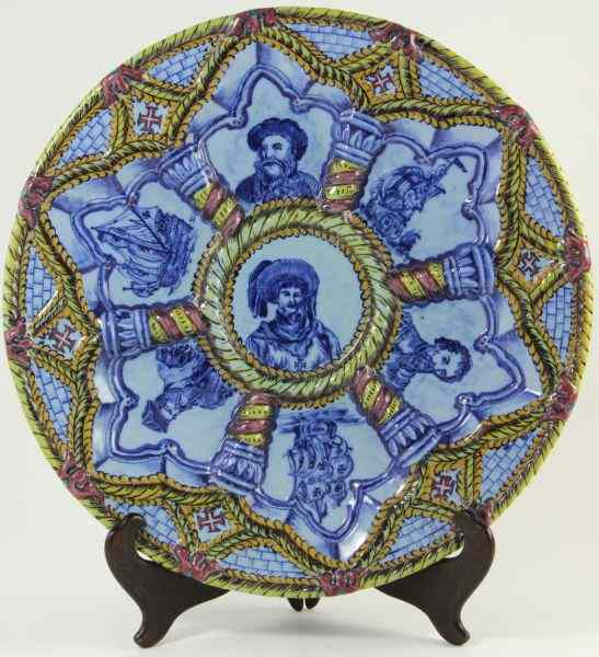 Appraisal: Portuguese Porcelain Charger th century faience blue gold and red