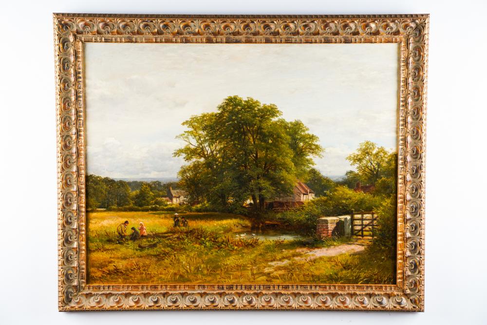 Appraisal: JOHN SYER - LANDSCAPE WITH CHILDREN GATHERING WILDFLOWERS oil on