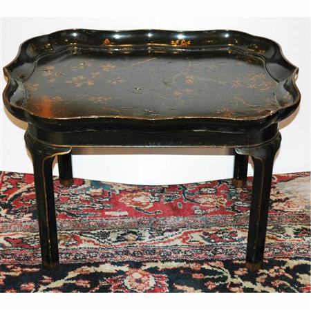 Appraisal: Georgian Style Papier Mache Painted Tray on Stand Estimate -