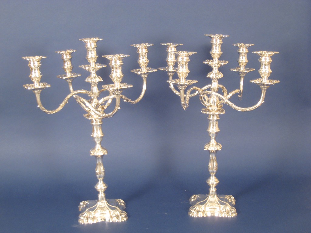 Appraisal: Pair of Impressive Edward VII four branch five light Candelabra