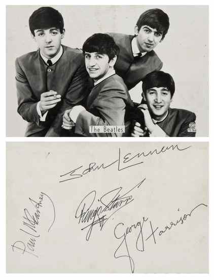 Appraisal: Beatles The An early photograph of the Beatles signed by