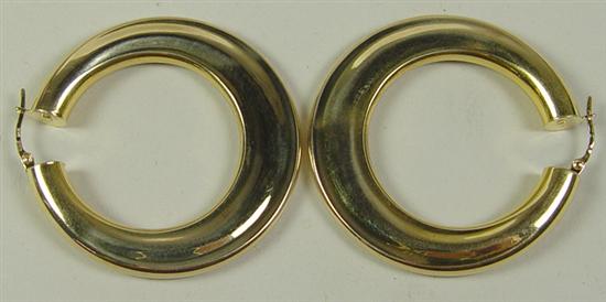 Appraisal: Pair of k Hoop Earrings k yellow gold grams Large