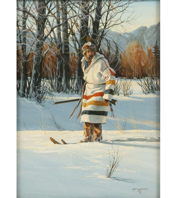 Appraisal: Gerry Michael Metz American b winterscape with grizzled snowshoe shod