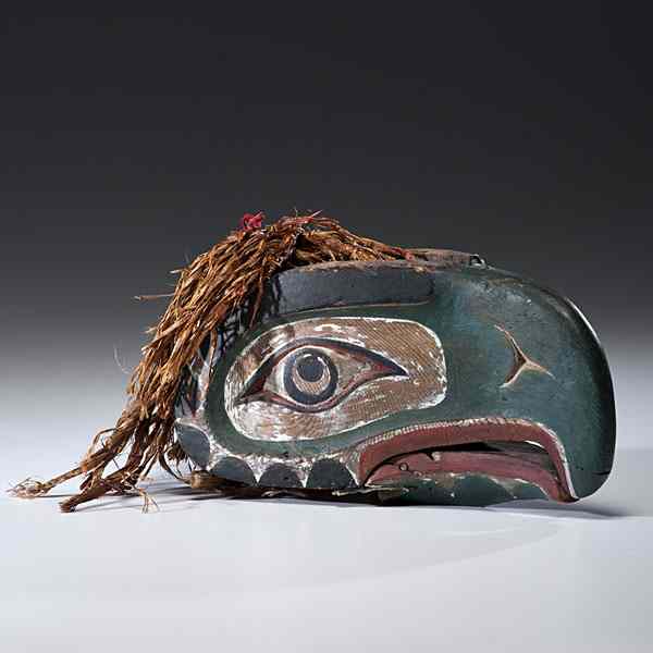 Appraisal: Kwakwaka Twakw Hand Puppet carved cedar eagle head with articulated