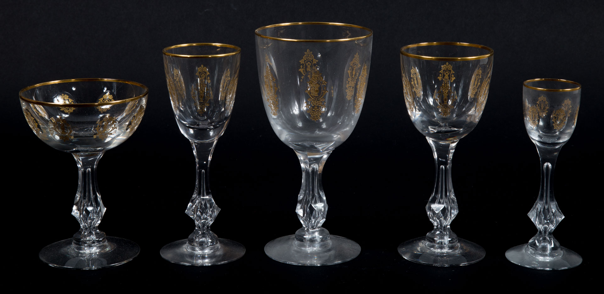 Appraisal: German crystal piece partial stemware set each with etched and