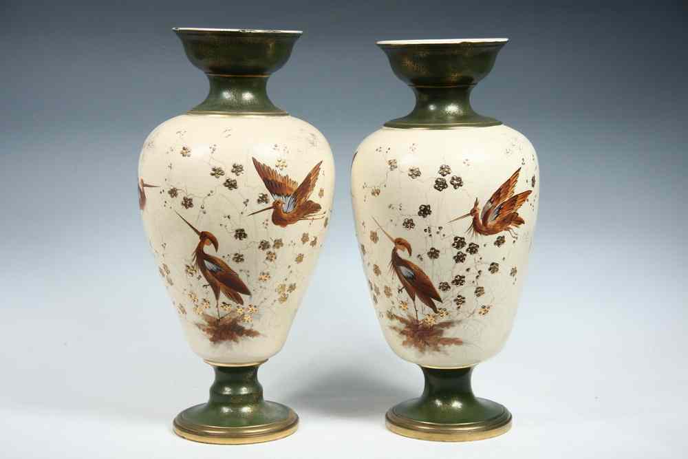 Appraisal: TWO SIMILAR POTTERY VASES - Large Baluster Vases with narrow