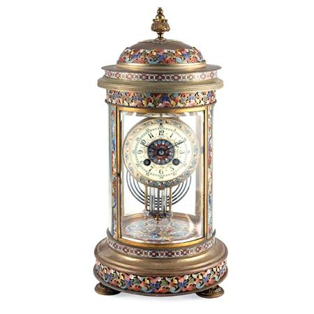 Appraisal: French Cloisonne Enameled Gilt-Metal Mantel Clock Estimate -