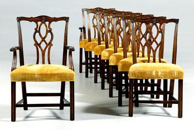 Appraisal: Set of eight Chippendale style chairs two arm and six