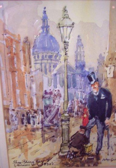 Appraisal: John Sutton Shoe Shine Boy Cannon Street circa signed watercolour