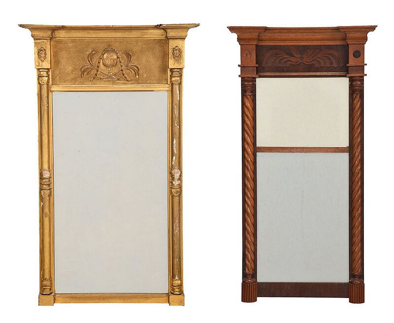 Appraisal: Two th Century American Mirrors Classical carved and giltwood mirror