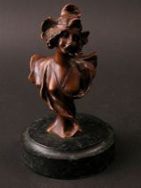 Appraisal: Miniature Bronze Bust Miniature bronze bust of a young woman