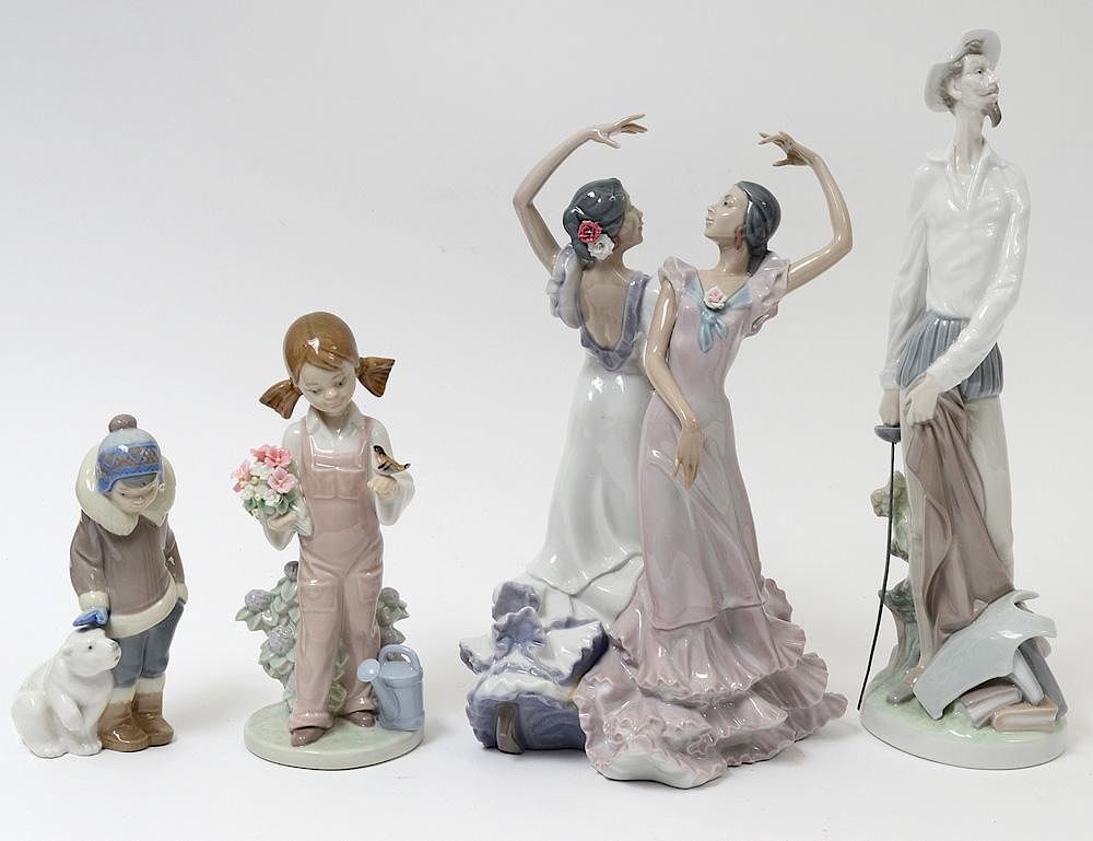 Appraisal: FOUR LLADRO PORCELAIN FIGURES Spanish Comprising Eskimo girl with polar