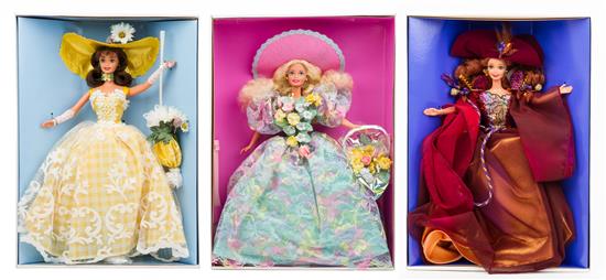 Appraisal: Sale Lot Three Limited Edition Enchanted Seasons Collection Barbies model