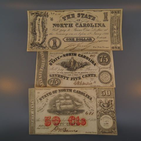 Appraisal: Confederate North Carolina Notes issues scarce