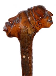 Appraisal: Master and Slave Folk-Art Cane Ca An unusual master and