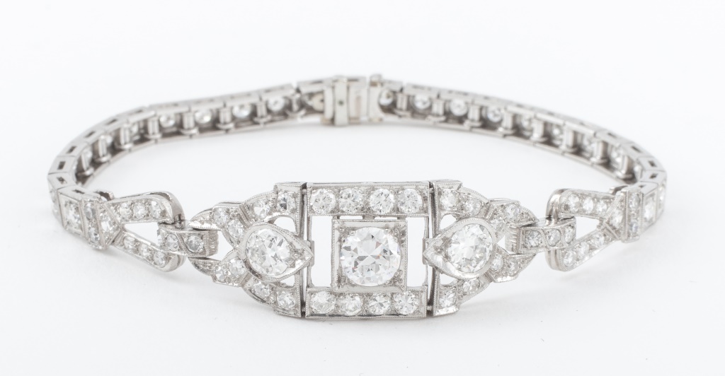 Appraisal: ART DECO PLATINUM DIAMOND BRACELET Art Deco Period platinum and