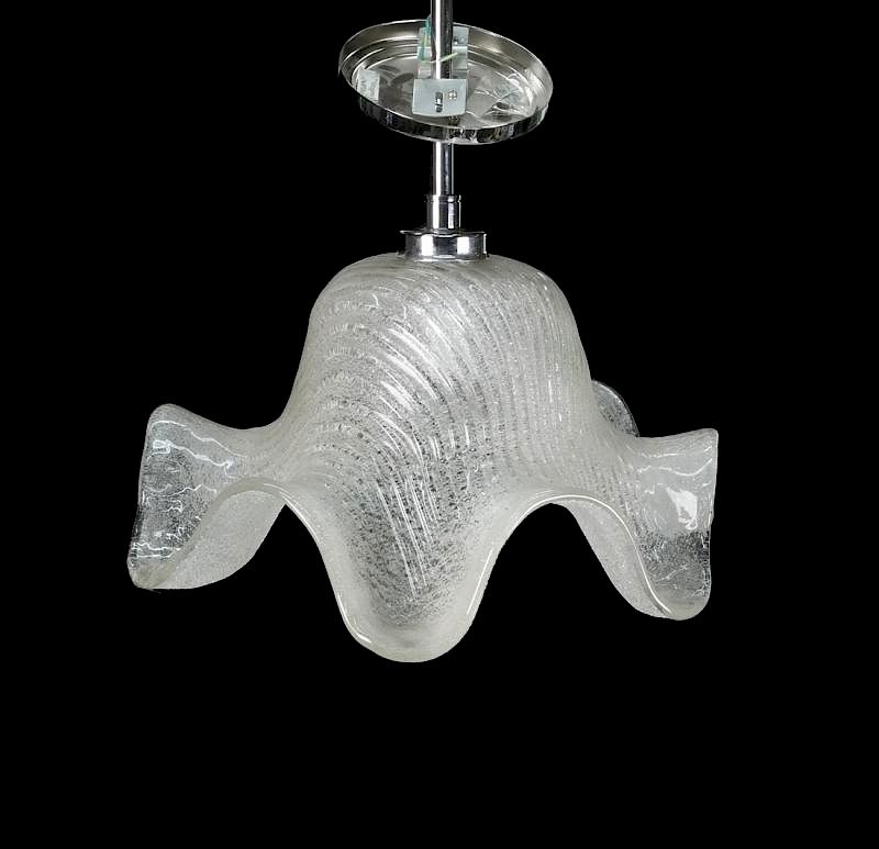 Appraisal: Murano Glass Pendant Fixture Murano glass scallop-form pendant fixture H