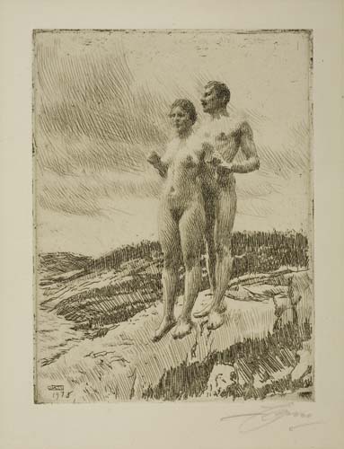 Appraisal: ANDERS ZORN The Two Etching x mm x inches full