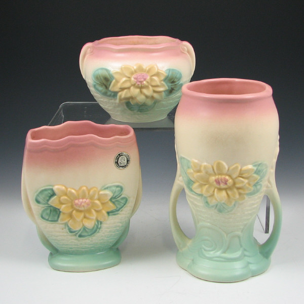 Appraisal: Hull Water Lily - Vases Jardiniere Lot of three Water