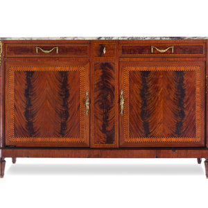 Appraisal: A Louis XVI Style Mahogany Marble-Top Cabinet Late th Century