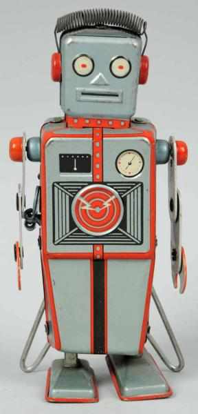 Appraisal: Tin Litho Linemar Easel-Back Wind-Up Robot Japanese Working Original coil