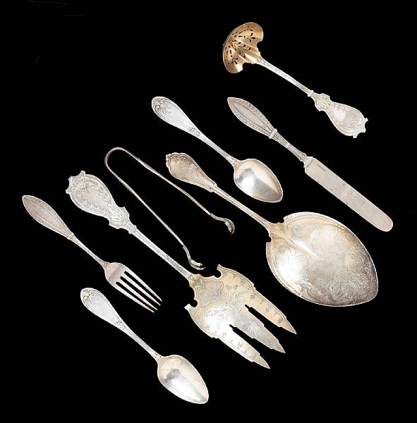 Appraisal: A silver flatware group of San Francisco interest Comprising Faralone