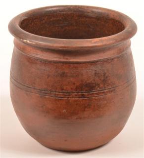 Appraisal: Redware Storage Crock Attributed to Utz Pottery th Century Interior