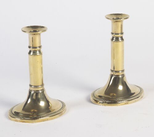 Appraisal: A pair of th century brass telescopic table candlesticks of