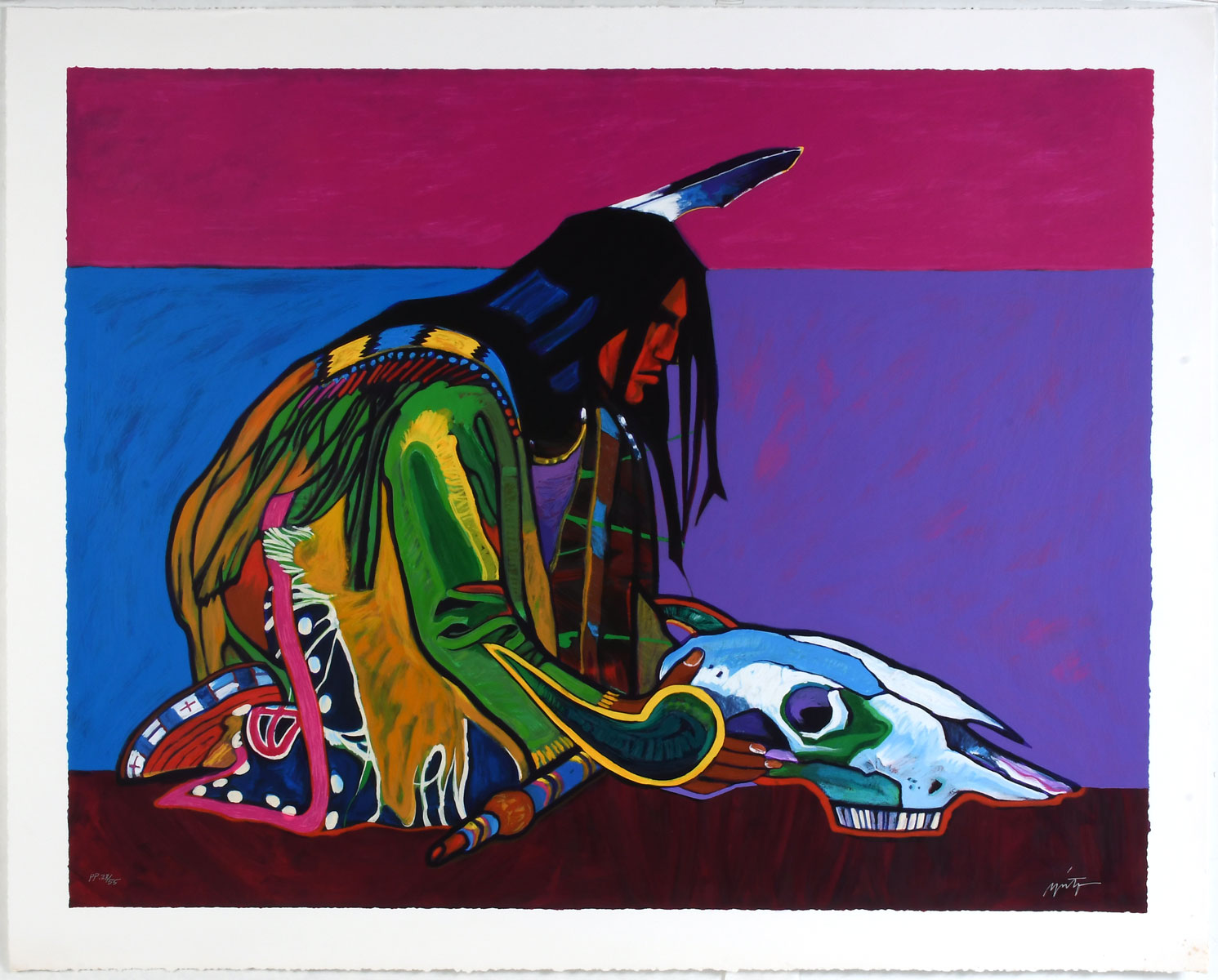 Appraisal: NIETO John W American - ''Prayer for the Buffalo'' Serigraph