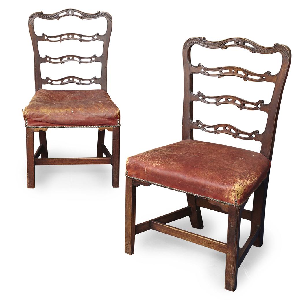 Appraisal: PAIR OF MAHOGANY DINING CHAIRS LATE TH CENTURY of George