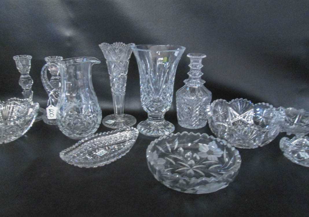 Appraisal: TWENTY-TWO PIECES CRYSTAL AND GLASS TABLEWARE including relish dish stopped