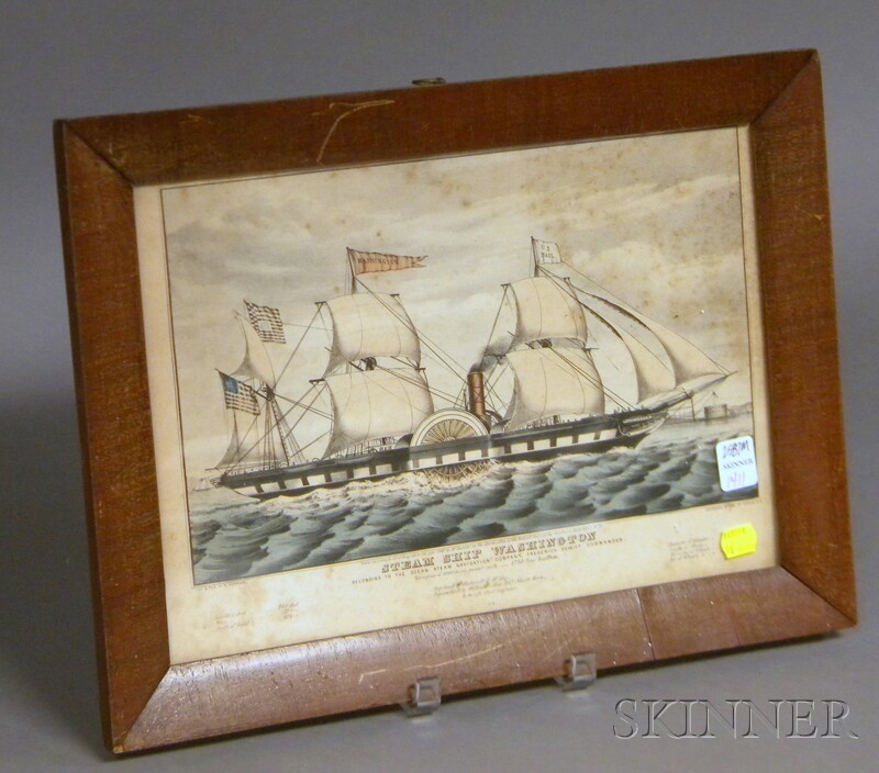 Appraisal: N Currier Hand-colored Lithograph Steam Ship Washington small folio in