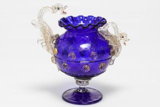 Appraisal: Venetian Glass Dragon Coupe attrib Salviati Antique Venetian glass stem