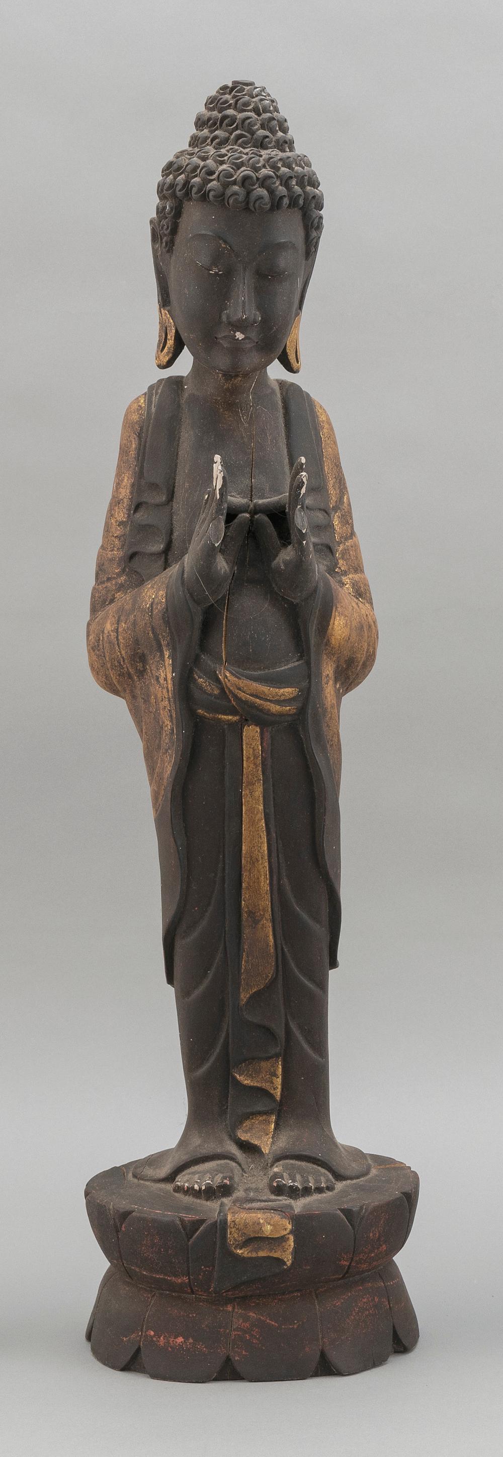 Appraisal: TIBETAN GILTWOOD FIGURE OF BUDDHA EARLY TH CENTURY HEIGHT TIBETAN