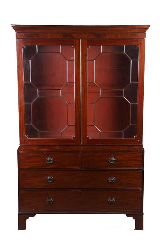 Appraisal: REGENCY BREAKFRONT BOOKCASE early th century mahogany In two parts