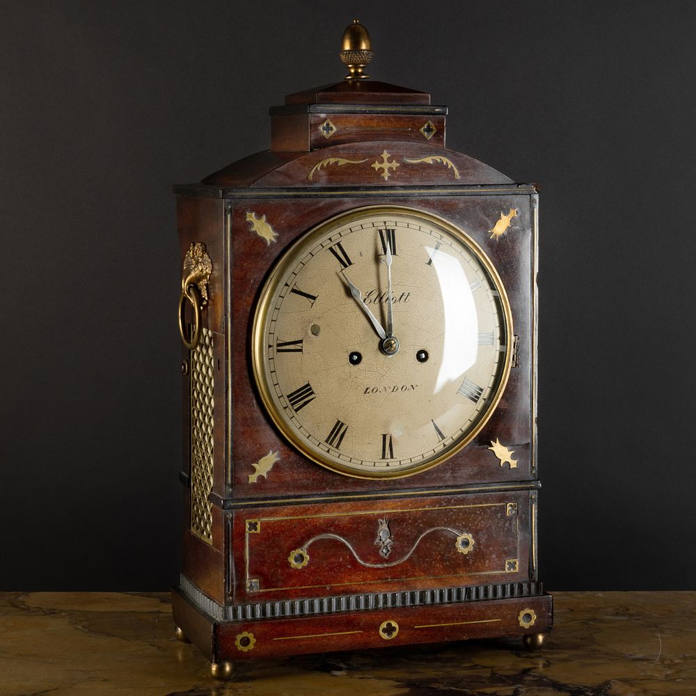 Appraisal: Regency Brass Inlaid Mahogany and Ebonized Mantel Clock Dial signed