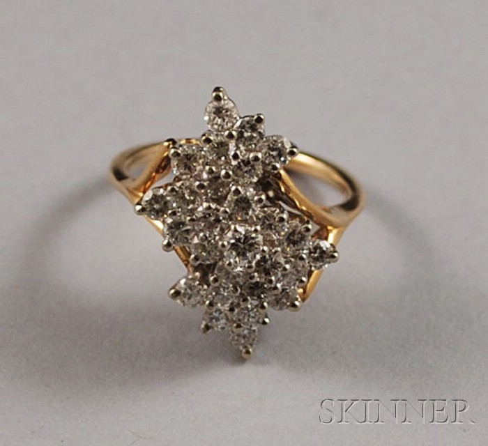 Appraisal: kt Gold and Diamond Waterfall Cocktail Ring total wt approx