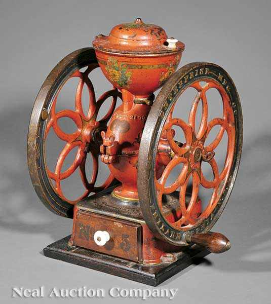 Appraisal: An Antique American Painted Cast Iron Coffee Grinder marked Enterprise