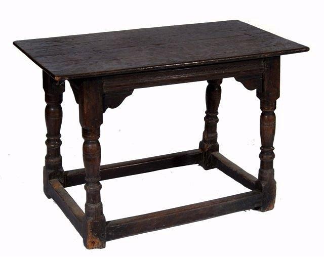 Appraisal: A th CENTURY OAK RECTANGULAR TABLE with plain frieze baluster