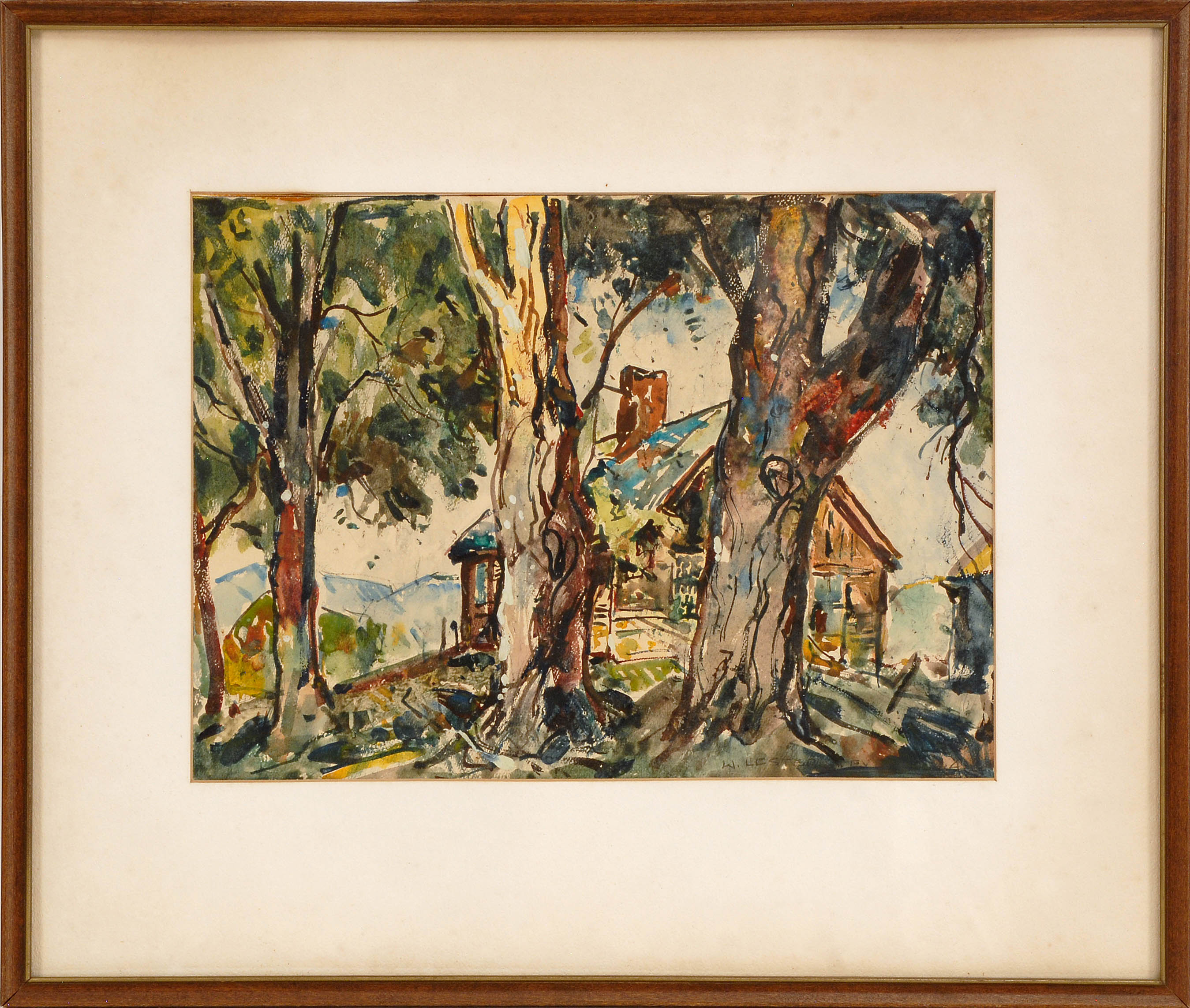 Appraisal: WILLIAM LESTER STEVENSMassachusetts - A house in the trees Signed