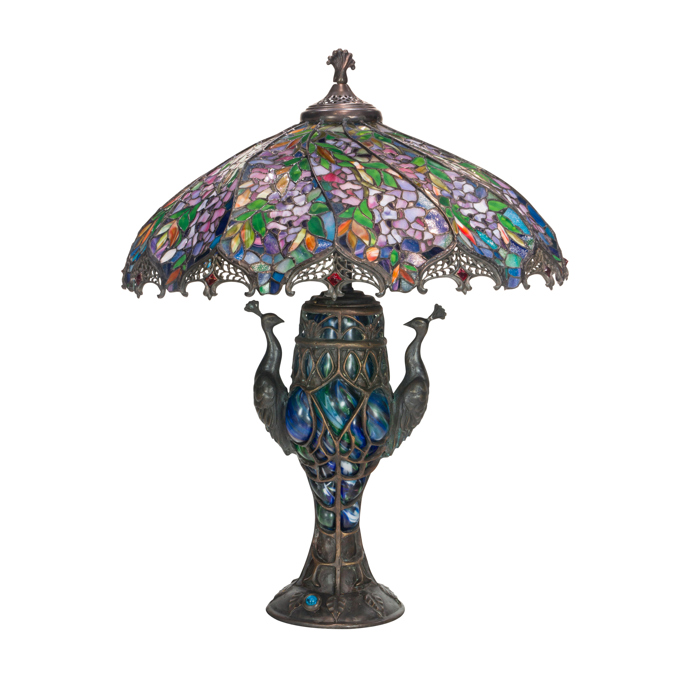 Appraisal: A TIFFANY STYLE LAMP LEADED GLASS TABLE LAMP A Tiffany