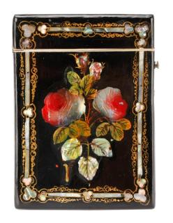 Appraisal: Russian Black Lacquer MOP Cigarette Case Russian late th century