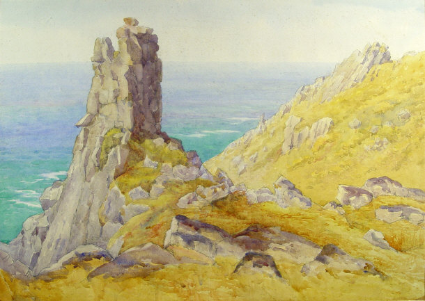 Appraisal: Early th Century unsigned watercolour of a rocky English coastline