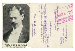 Appraisal: Brindamour George Portrait Postcard With A Typed Note to Strobridge