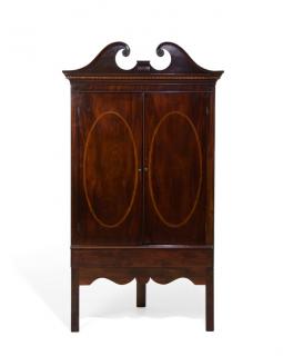 Appraisal: A GEORGE III CORNER CABINET WITH LATER BASE A GEORGE