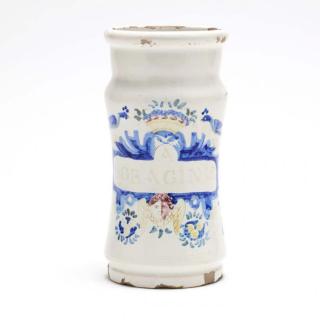 Appraisal: A Polychrome Decorated Dutch Delft Drug Jar th century the