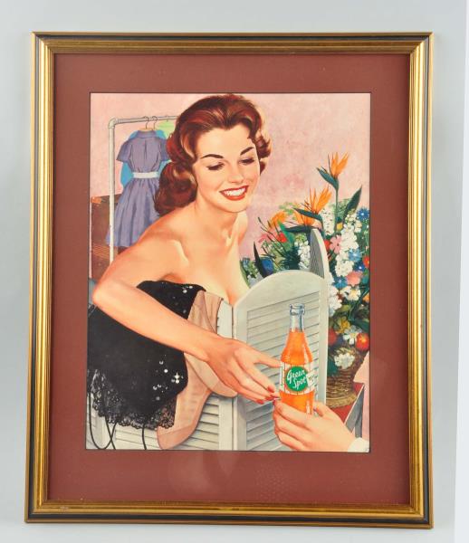 Appraisal: Framed Green Spot Soda Advertising Poster 's framed poster of