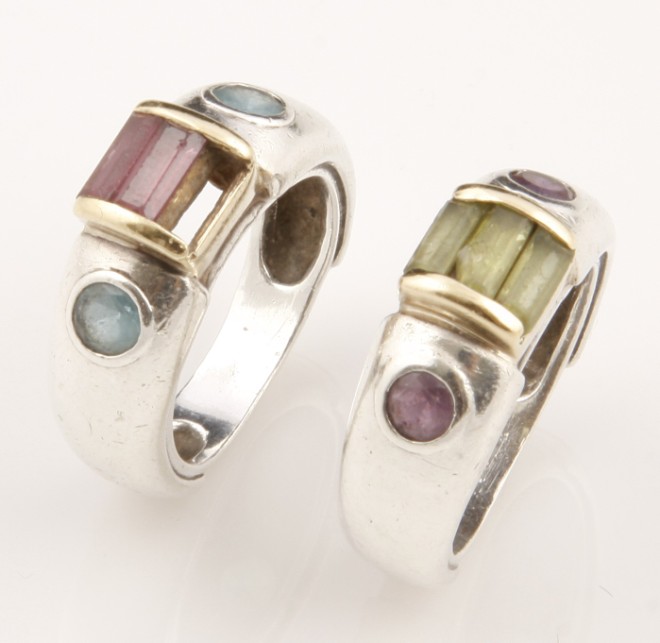 Appraisal: Silver one ring with amethyst and blue topaz one ring